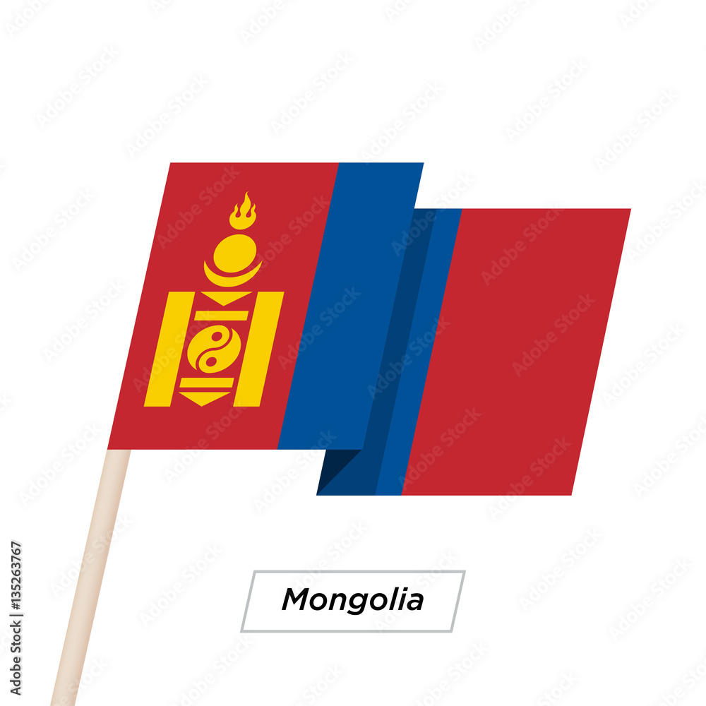 Mongolia Ribbon Waving Flag Isolated on White. Vector Illustration. Mongolia Ribbon Waving Flag Isolated on White. Vector Illustration.