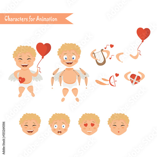 Cupid angels icons set - little boy