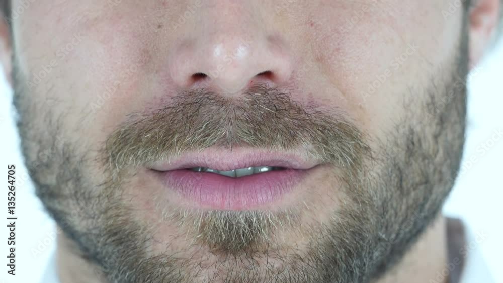 Smiling Man Face, Lips Close Up Smiling Man Face, Lips Close Up