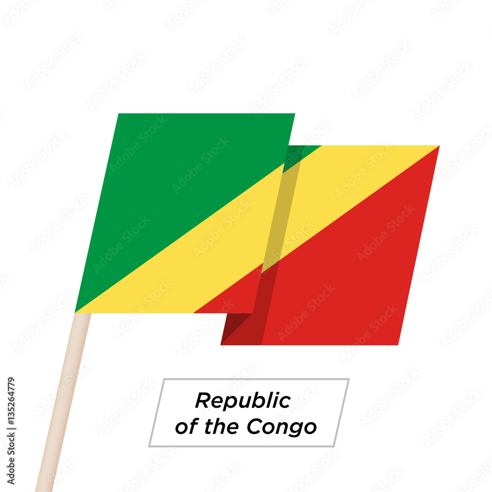 Republic of the Congo Ribbon Waving Flag Isolated on White. Vector Illustration. Republic of the Congo Ribbon Waving Flag Isolated on White. Vector Illustration.