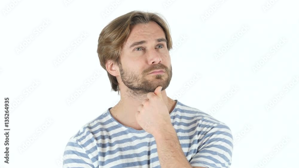 Thinking, Pensive Man with Beard Thinking, Pensive Man with Beard