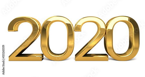 year golden design 3d render 2020