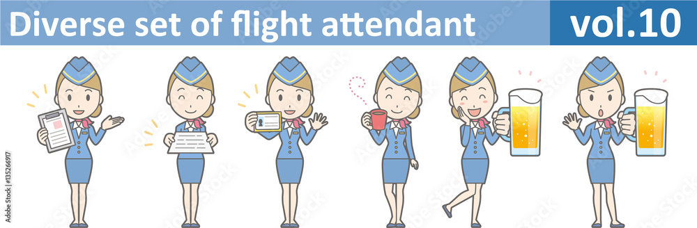 Diverse set of flight attendant, EPS10 vol.10 Diverse set of flight attendant, EPS10 vol.10