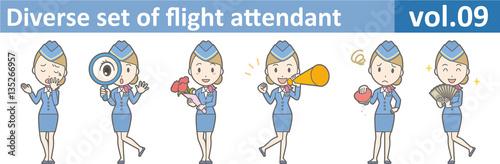 Diverse set of flight attendant, EPS10 vol.09