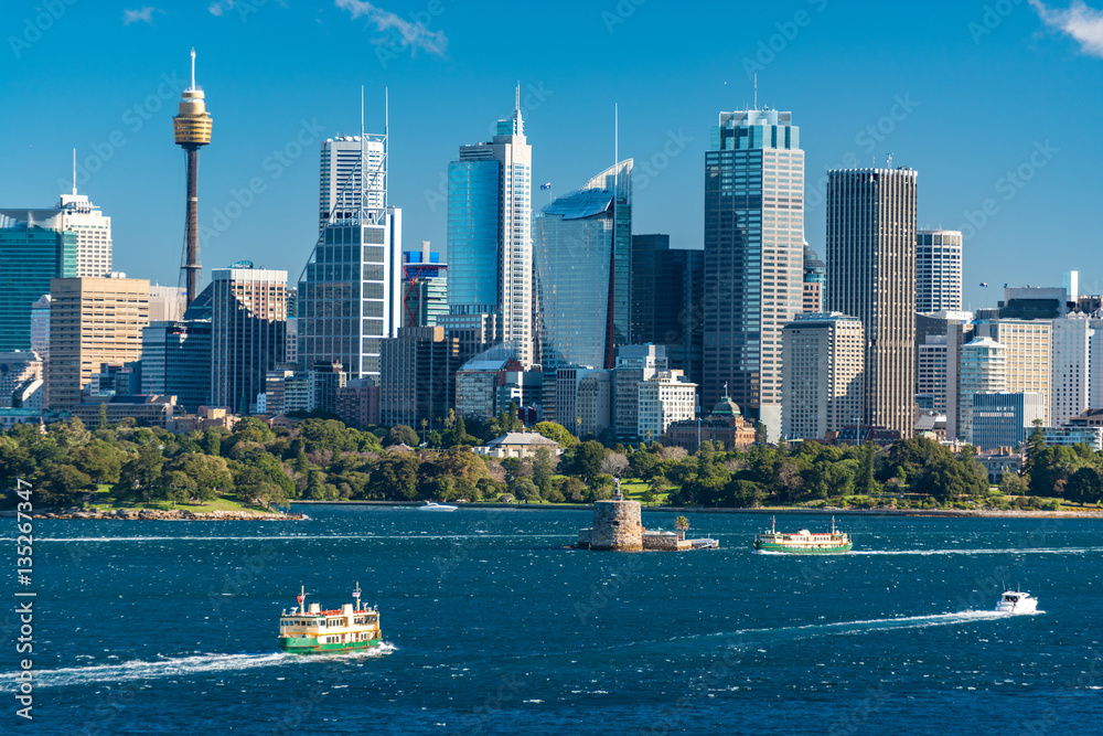 Naklejka premium Sydney cityscape view with Sydney Harbour