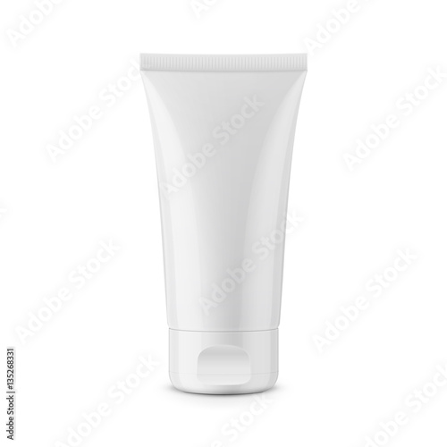 Canvas Print Round white glossy plastic jar for cosmetics