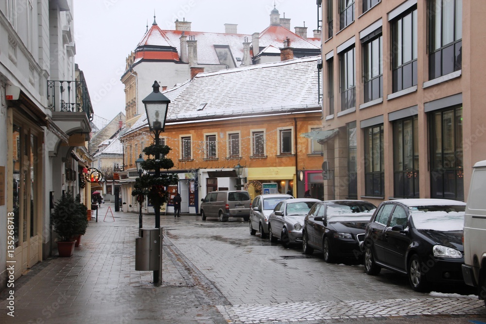 European city street winter