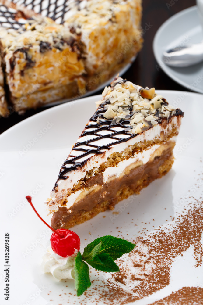 Banana cake on a plate Banana cake on a plate