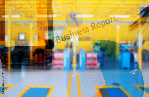 business report with blur garage or car repair background busine
