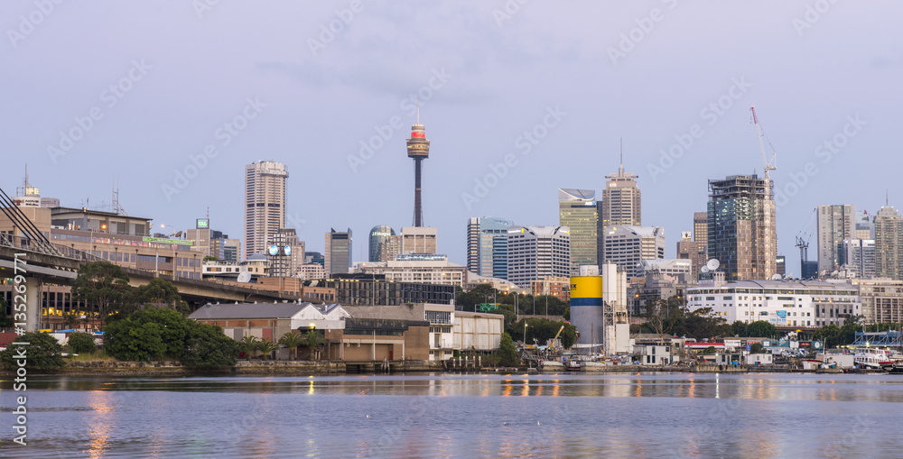 Sydney, Australia - December 3 : View of Sydney city and Anzac bridge