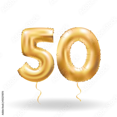 number fifty metallic balloon