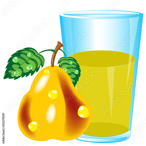 Glass of juice and pear