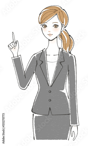 ビジネス女性　指差し