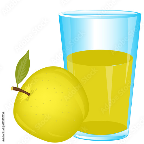 Glass of juice and apple