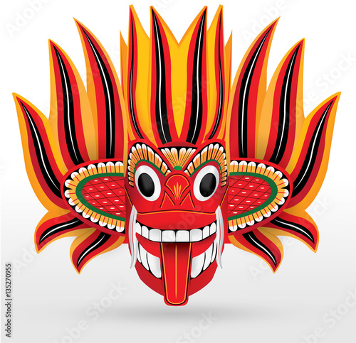 Fire Mask - Wooden Mask from Sri Lanka Sri Lankan traditional Fire Devil mask.