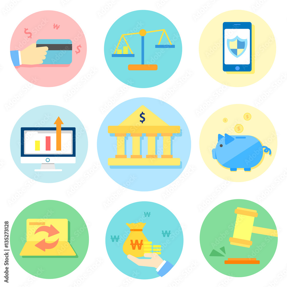 Banking Flat Design Icon Set Banking Flat Design Icon Set