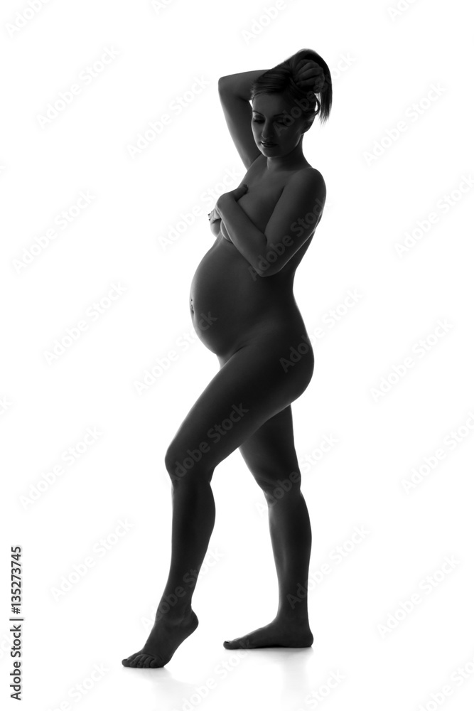 Animayed Naked Pregnant Girls - Beautiful naked pregnant woman isolated on white background, pregnancy nude  concept Stock Photo | Adobe Stock