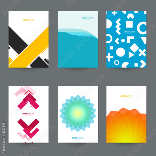 Mockup A4 covers for branding presentation, advertising. Set template for book, brochure, poster, flyer, banner, placard, cards. Vector illustration.