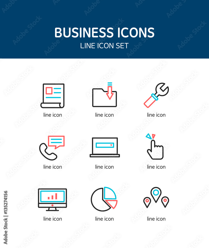 Business line icon set Business line icon set
