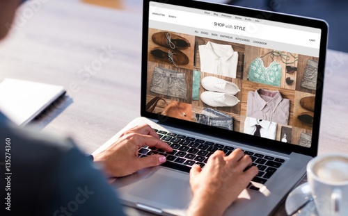 Composite image of shop with style homepage photo