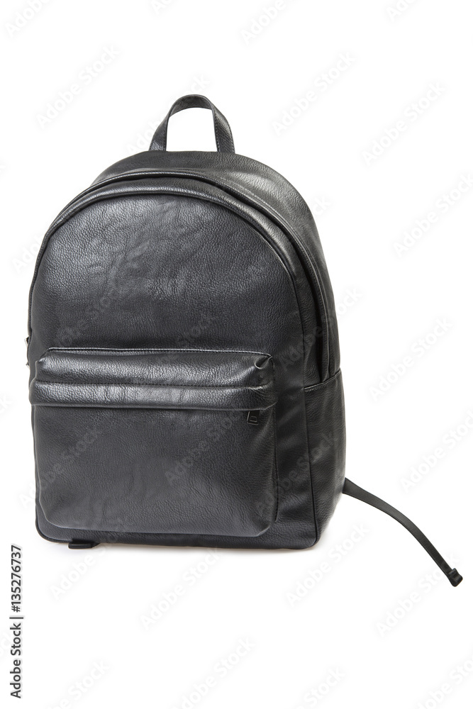 Fototapeta premium Black Leather Backpack - Clipping Path