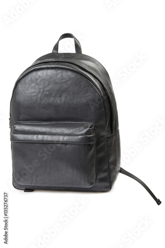 Black Leather Backpack - Clipping Path