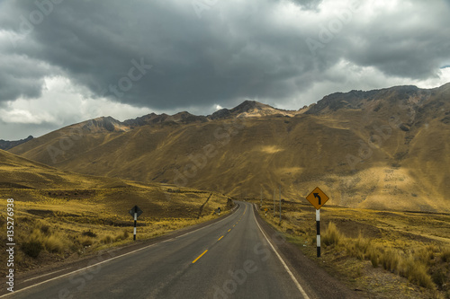 Mountain road in Andes, Peru. Cloudy day. © Iuliia