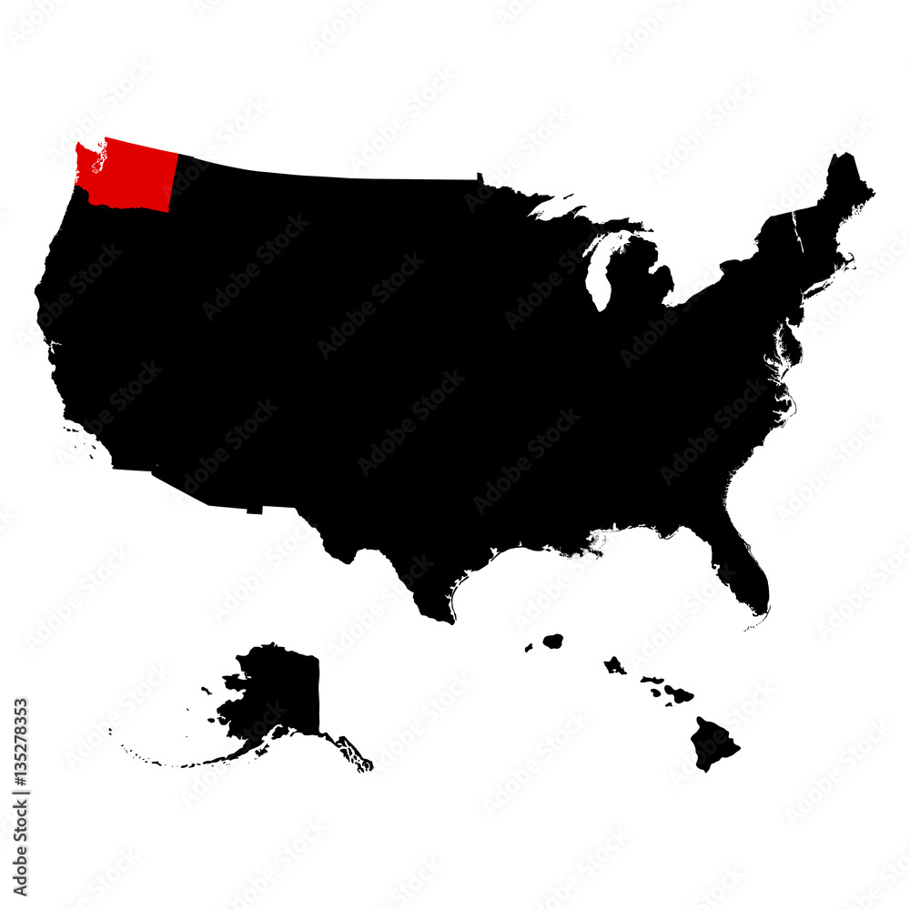 Washington State in the United States map Washington State in the United States map