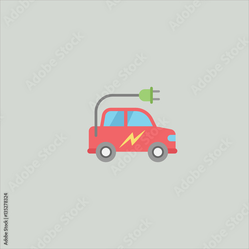 electric car icon flat design