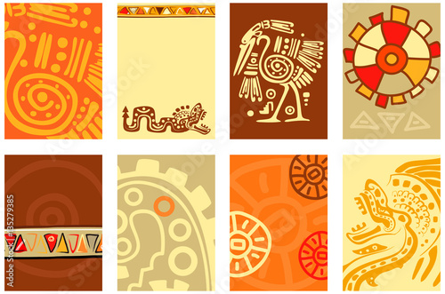 Set banner, background, flyer, placard with American Indian trad