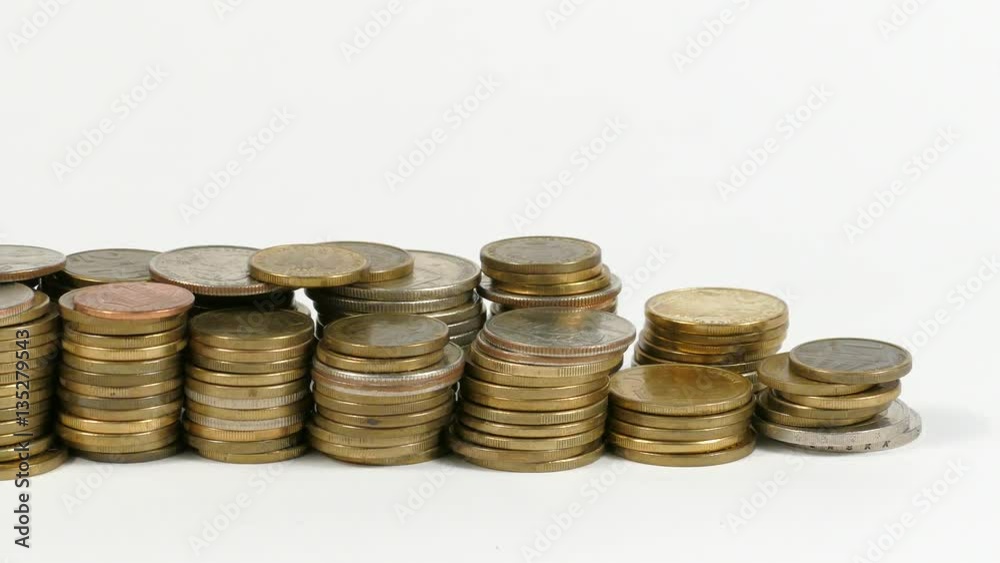 Myanmar flag waving with stack of money coins Myanmar flag waving with stack of money coins