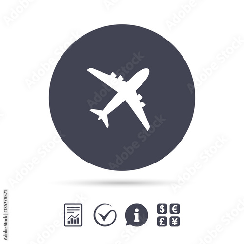 Airplane sign. Plane symbol. Travel icon.