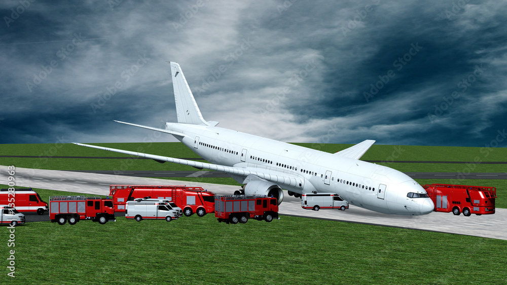 Notlandung eines Verkehrsflugzeugs mit klemmenden Bugfahrwerk Notlandung eines Verkehrsflugzeugs mit klemmenden Bugfahrwerk