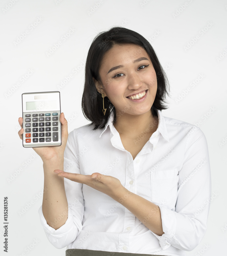 Girl Calculator Business Confident Expression Concept Girl Calculator Business Confident Expression Concept