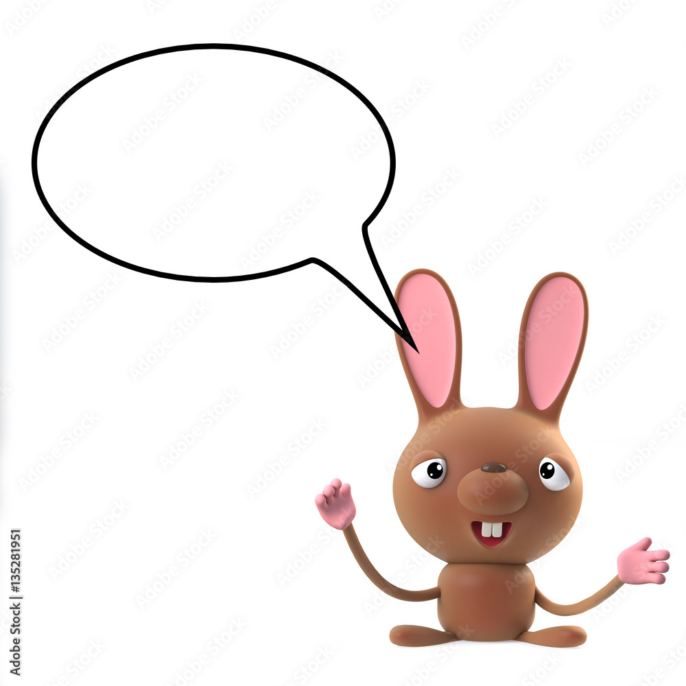 3d Cute cartoon Easter bunny rabbit character has something to say 3d Cute cartoon Easter bunny rabbit character has something to say
