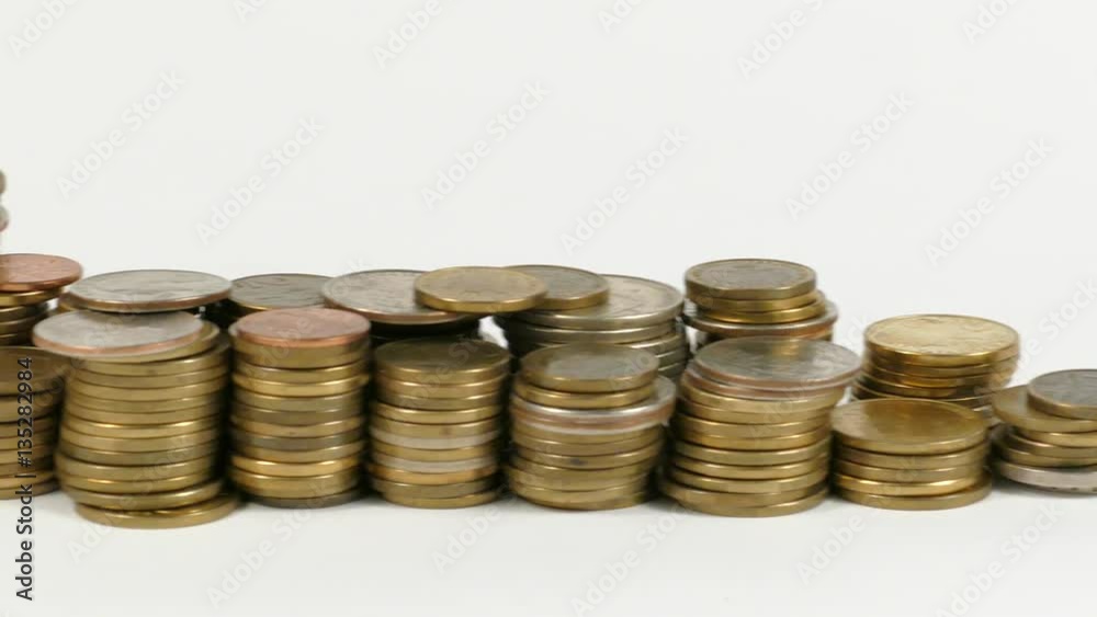 Papua New Guinea flag waving with stack of money coins Papua New Guinea flag waving with stack of money coins