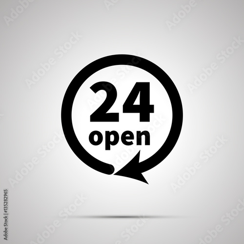 Twenty four open sign, simple black icon