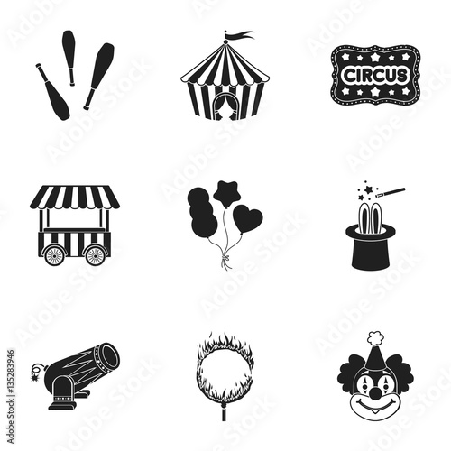 Circus set icons in black style. Big collection of circus vector symbol stock illustration