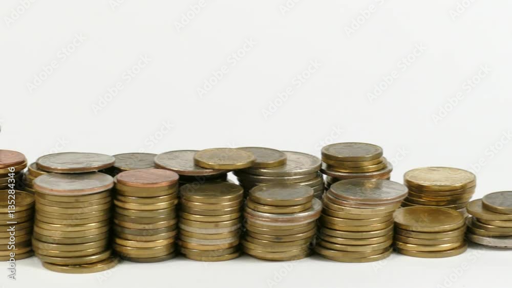 Rwanda flag waving with stack of money coins Rwanda flag waving with stack of money coins
