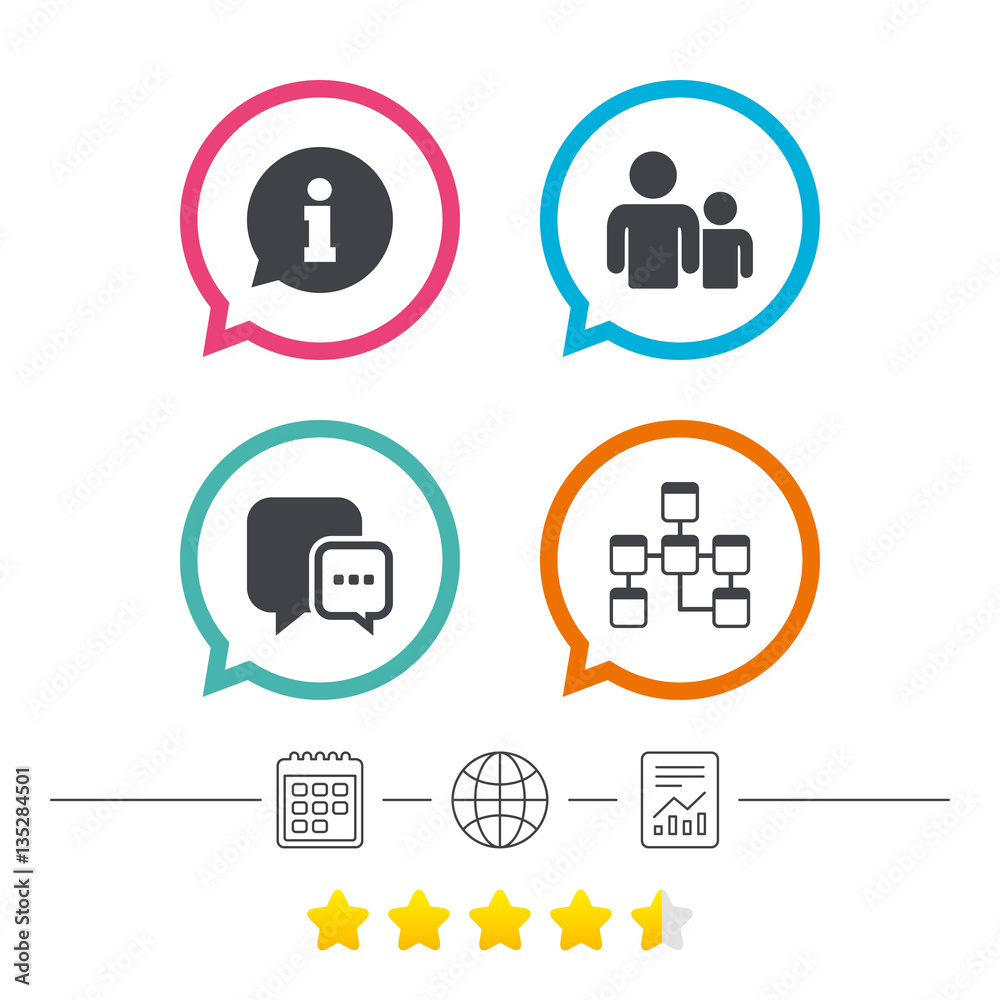 Information sign and group. Communication icons. Information sign and group. Communication icons.