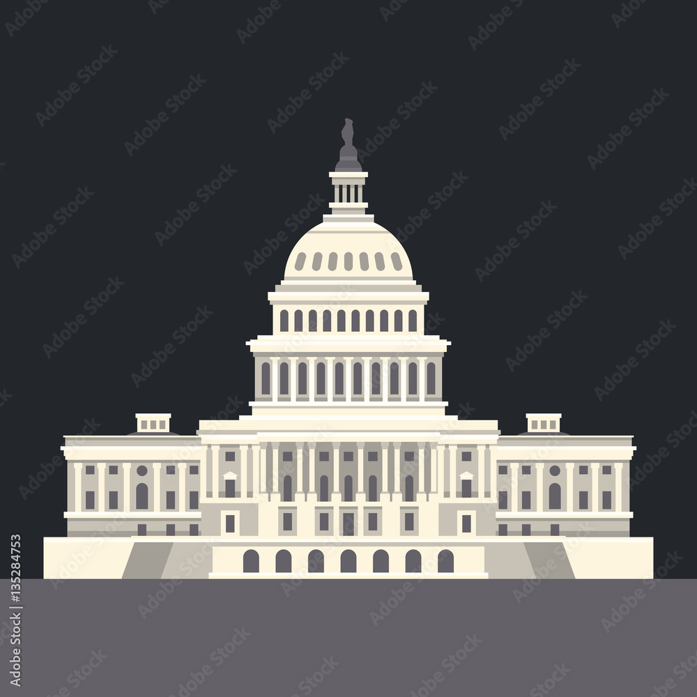 US National Capitol in Washington, DC. American landmark. Vector