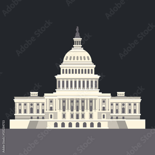 US National Capitol in Washington, DC. American landmark. Vector