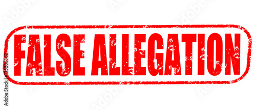 False allegation on the white background, red illustration
