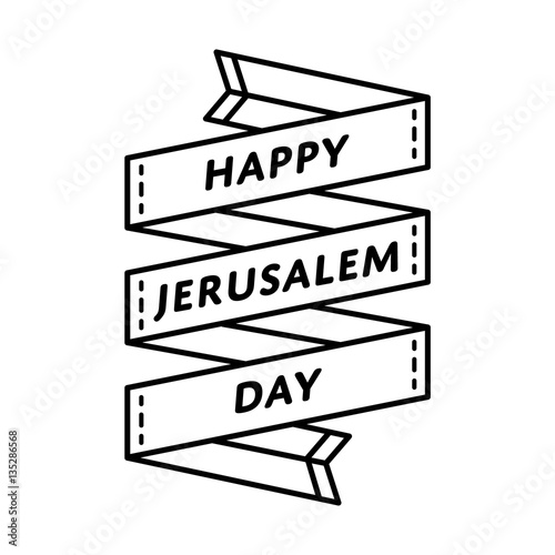 Happy Jerusalem day emblem isolated vector illustration on white background. 24 may jewish national holiday event label, greeting card decoration graphic element photo