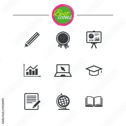 Education and study icon. Presentation signs.