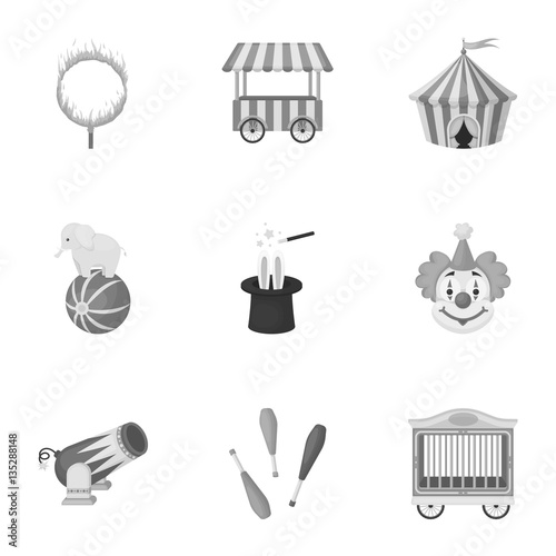 Circus set icons in monochrome style. Big collection of circus vector symbol stock illustration