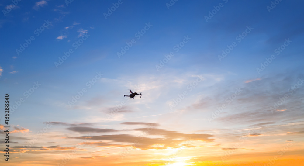 Silhouette of drone quadrocopter Silhouette of drone quadrocopter