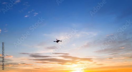 Silhouette of drone quadrocopter