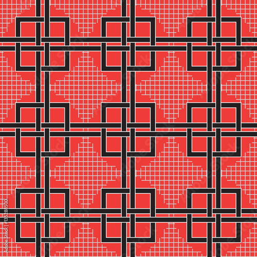 geometric red black seamless vector pattern with intersecting