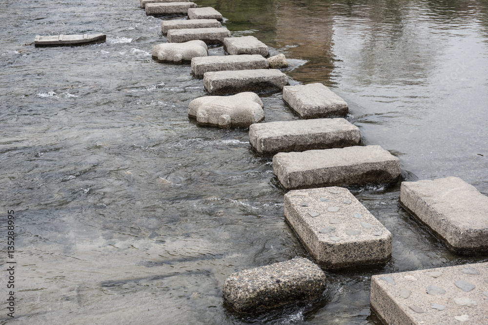 In the picture it can be seen how stones are used to control the water flows in japan. In the picture it can be seen how stones are used to control the water flows in japan.